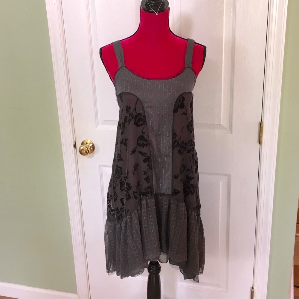 Free People Lace/Velvet Floral Dress